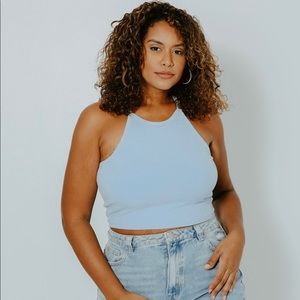 Klassy Network High Neck Brami (Crop) - Sky Blue